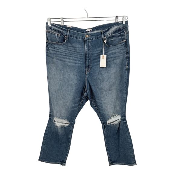 Good American Good Legs Stovepipe Distressed Jeans blue size 28 - Picture 1 of 7